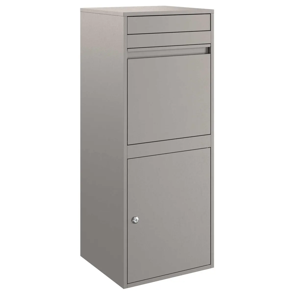 Outdoor Parcel Drop Box Brown Steel Weathering Secure Hinged Door with Deadbolt Lock