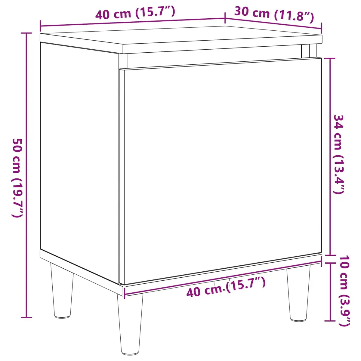 Bedside Cabinet 40 x 30 x 50 cm Black Oak Modern Engineered Wood Nightstand