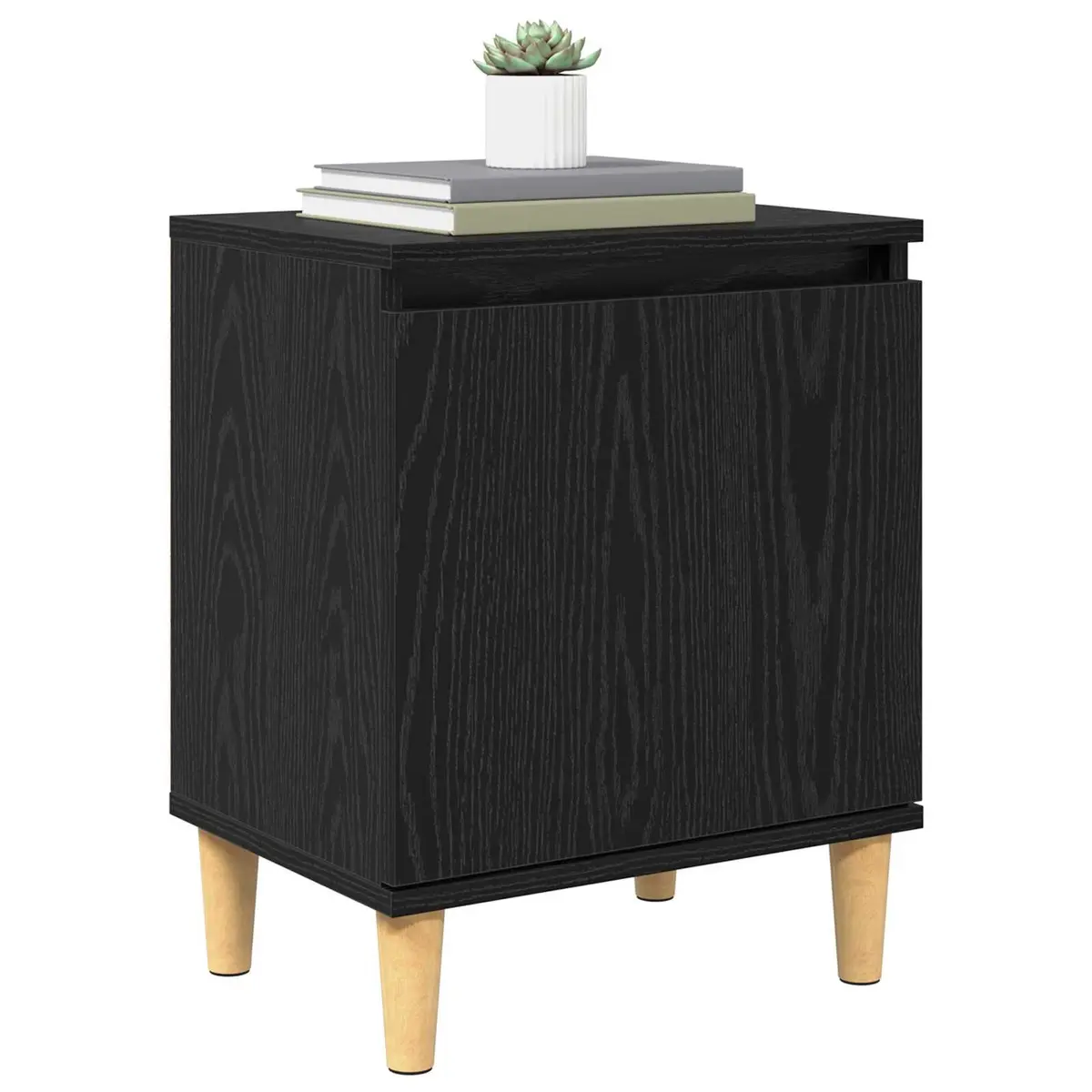 Bedside Cabinet 40 x 30 x 50 cm Black Oak Modern Engineered Wood Nightstand