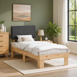 Grey Upholstered Headboard Bed Frame 90 x 190 cm for Your Bedroom