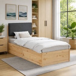 Upholstered Grey Bed Frame 90 x 190 cm for Your Modern Space