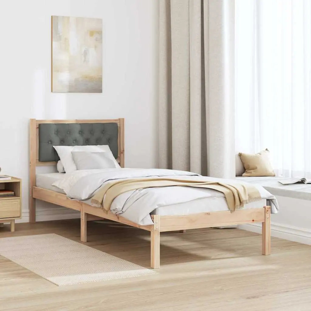 Bed Frame with Headboard Modern Minimalist 90 x 190 cm Solid Pine Wood Bedroom