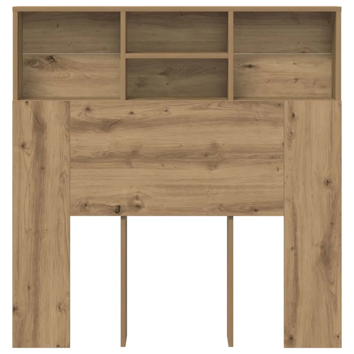 Wall-Mounted Headboard Cabinet Modern Brown Engineered Wood Bedroom Storage Shelving