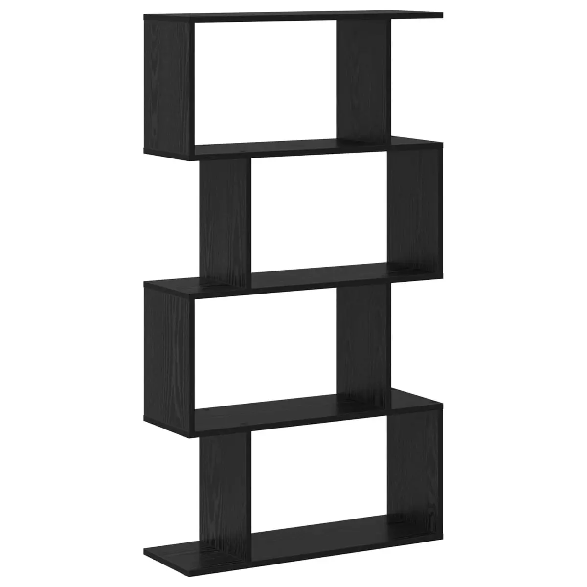 Book Cabinet Black Oak Freestanding Storage Shelves Modern Engineered Wood Unit