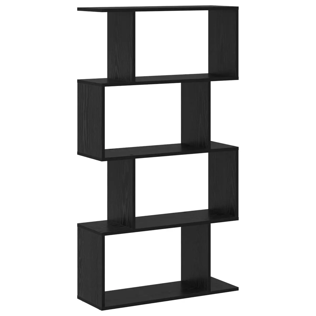 Book Cabinet Black Oak Freestanding Storage Shelves Modern Engineered Wood Unit