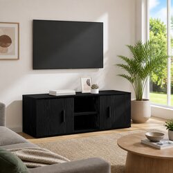Enhance Your Living Room with this Rustic Black TV Cabinet