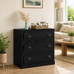 Sideboard Black Oak 70cm Storage Cabinet Engineered Wood Dining Room Buffet
