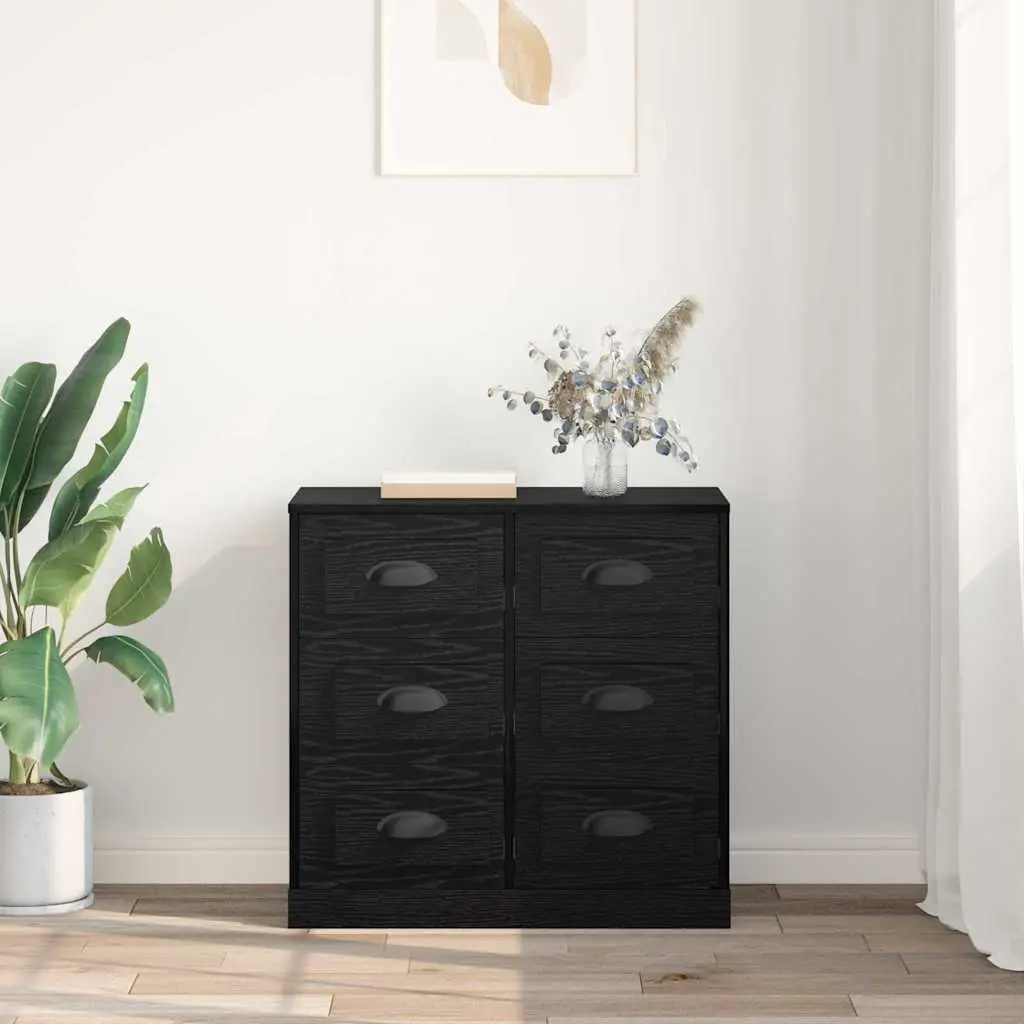 Sideboard 70cm Black Oak Storage Cabinet Engineered Wood Living Room Dining Furniture