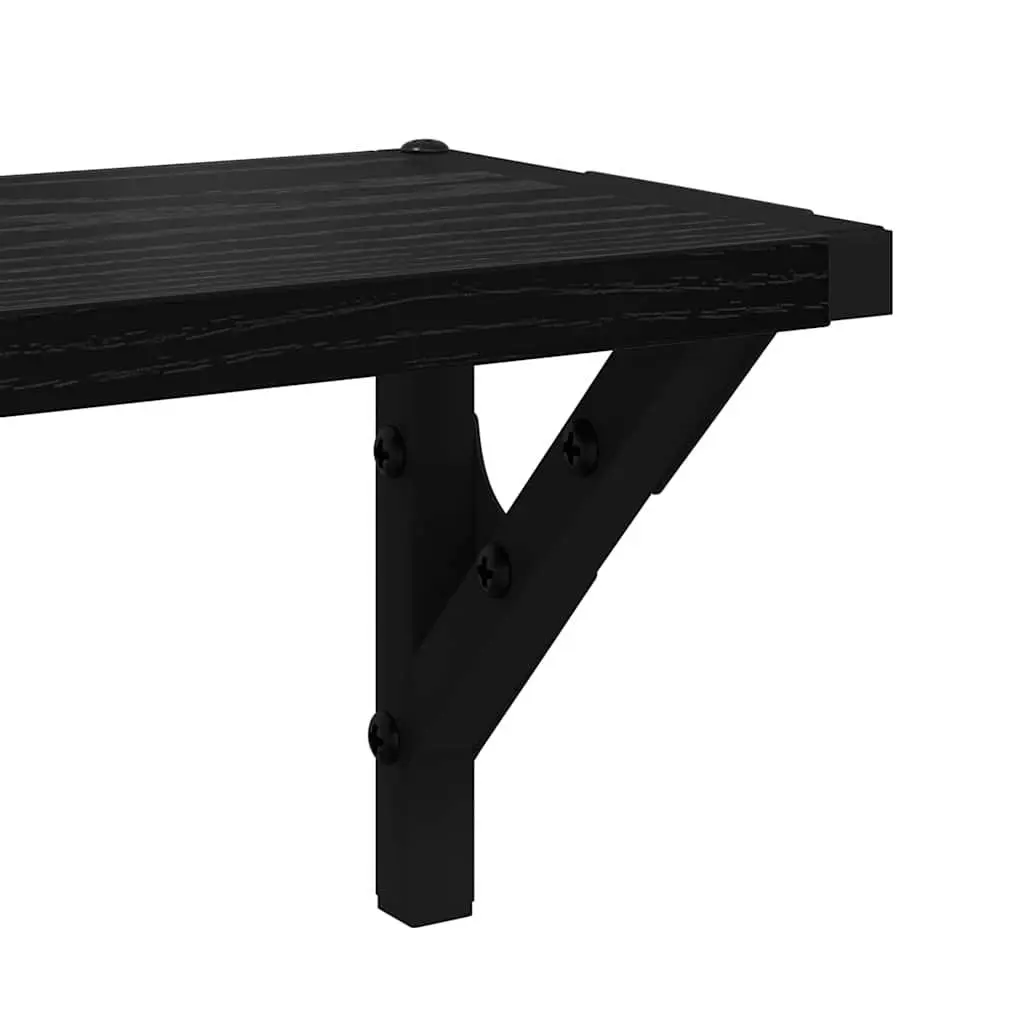 Wall Shelves 80 x 15 x 15.5 cm Black Engineered Wood Floating Shelves 2 Piece