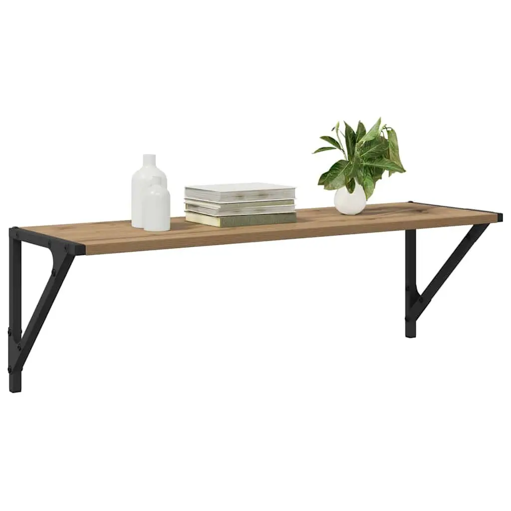 Wall Shelves 2 Piece Brown Engineered Wood Wall-Mounted Rectangular Floating Shelves