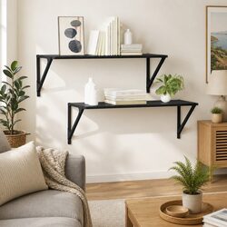 Enhance Your Space with Black Floating Shelves, 80 x 25 cm