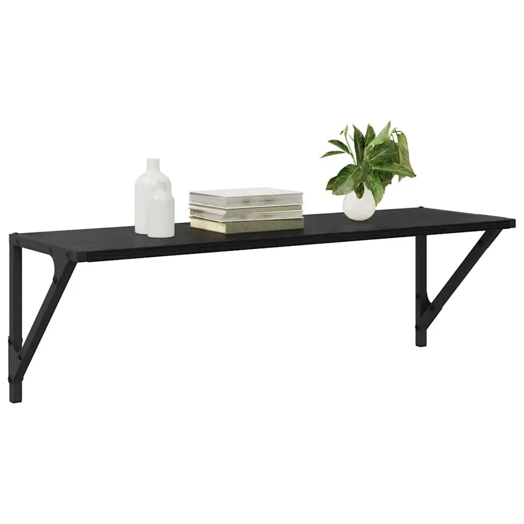 Floating Wall Shelves Modern Black 80x25x25.5cm Engineered Wood Set of 2