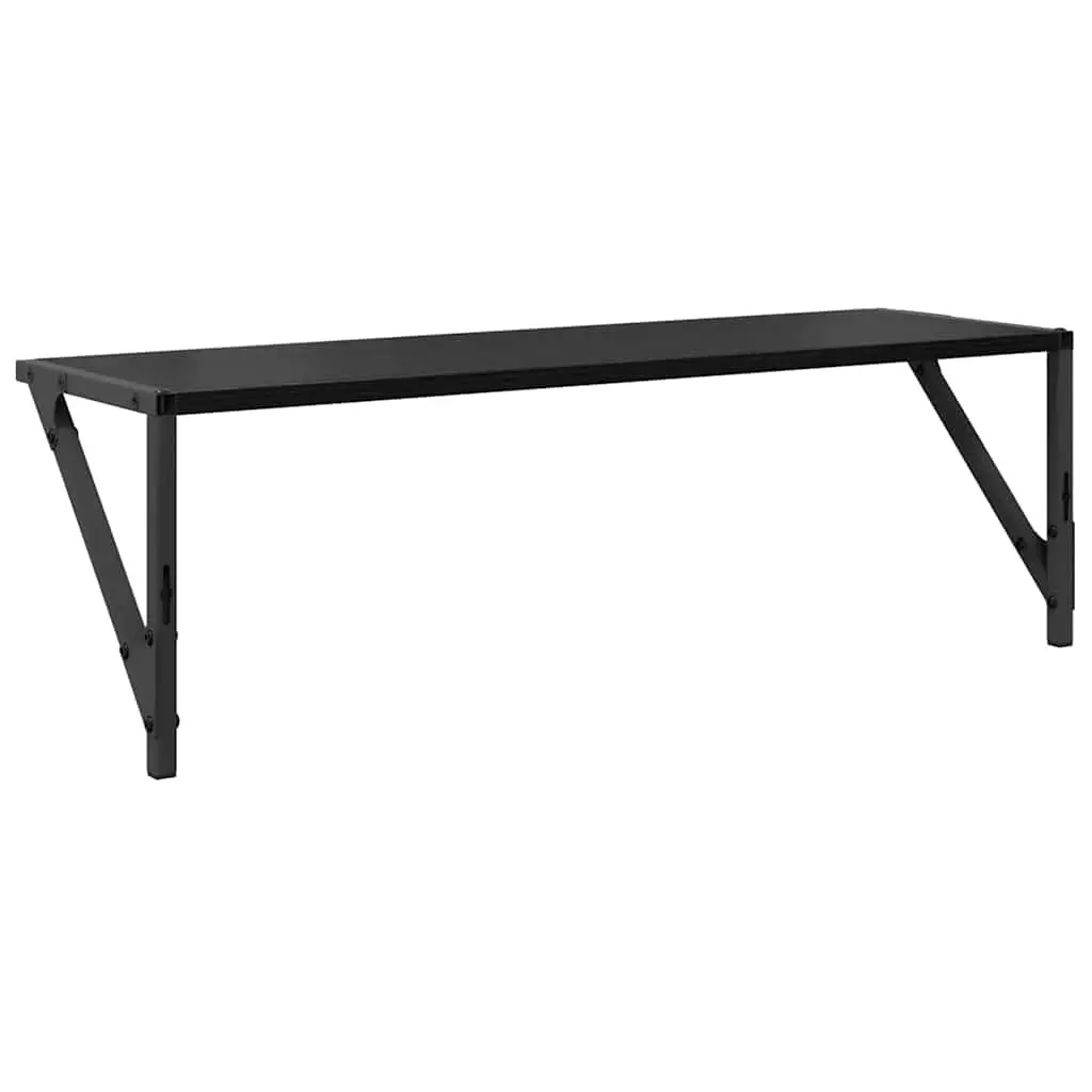 Floating Wall Shelves Modern Black 80x25x25.5cm Engineered Wood Set of 2