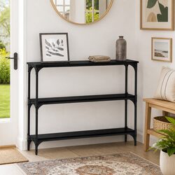 Black Oak Engineered Wood Console Table for Your Home