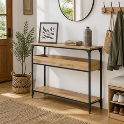 Industrial Console Table for Enhanced Living Room Aesthetics