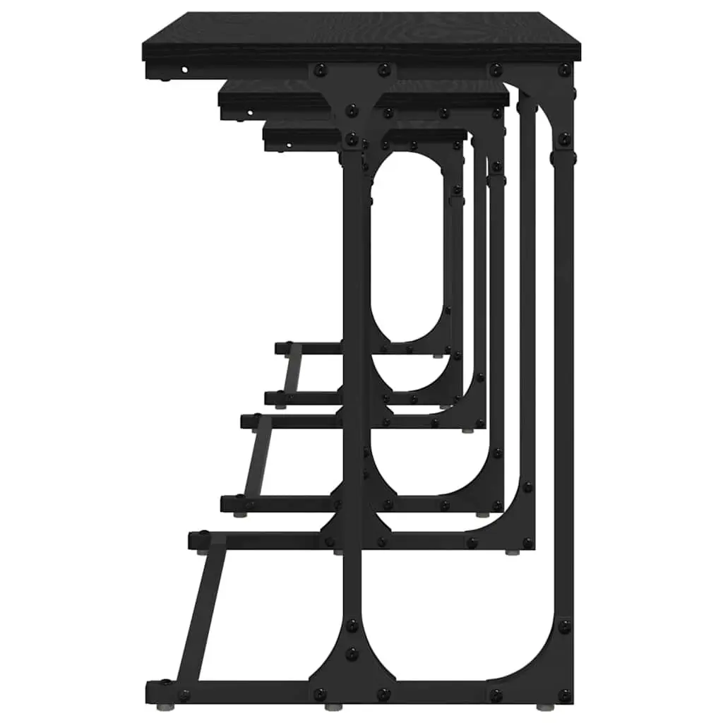 Nesting Coffee Table 3 Pcs Black Industrial Modern Living Room Accent Tables Set