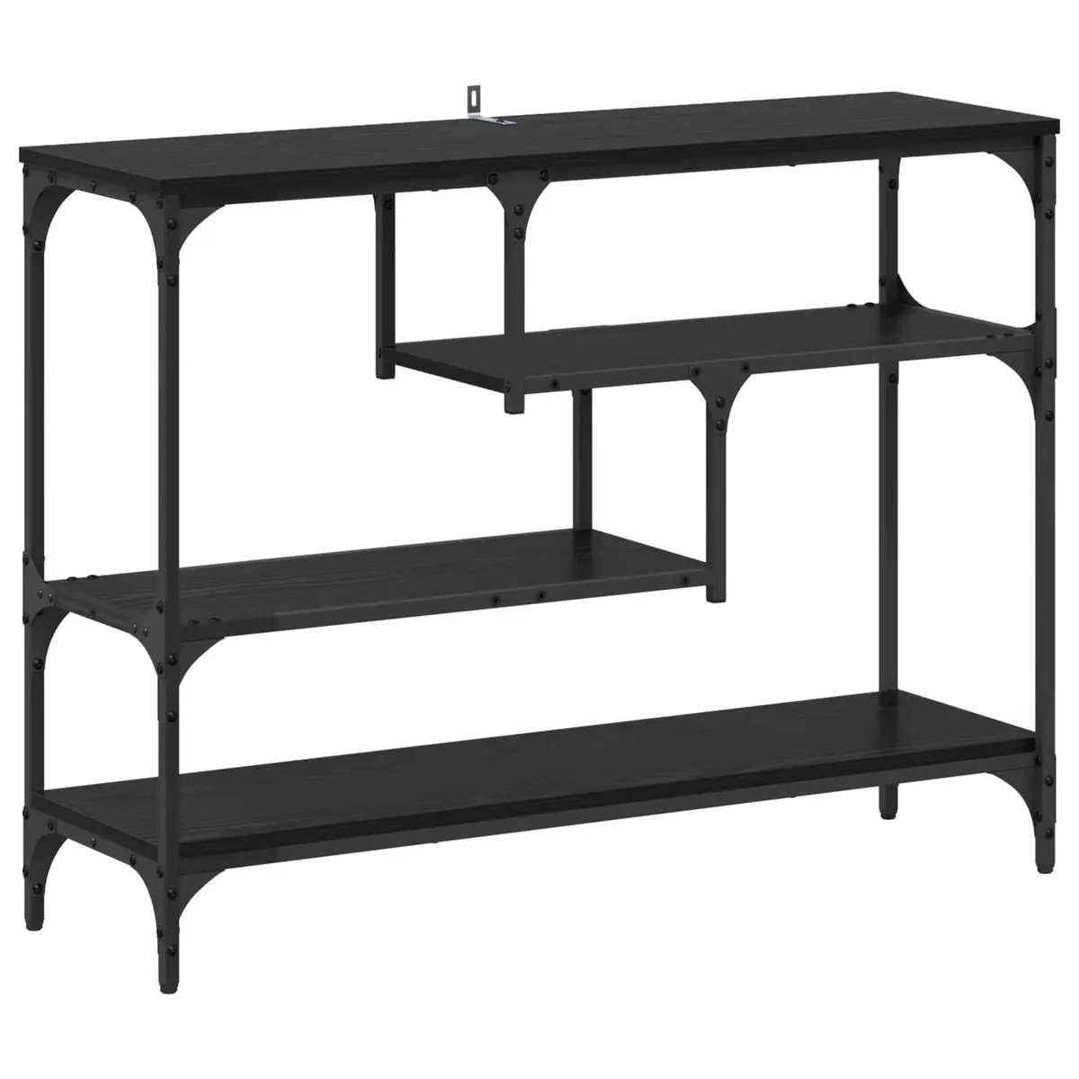Console Table Narrow Black Industrial Style Engineered Wood Steel Frame