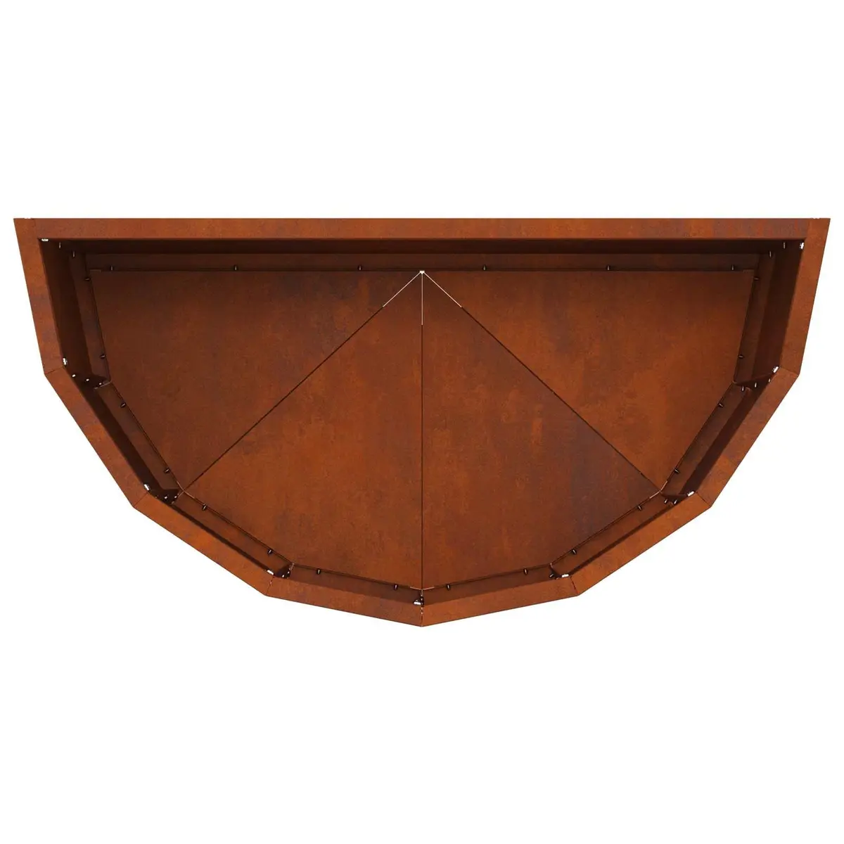 Half Round Garden Planter 60x30x35cm Weathering Steel Brown Outdoor