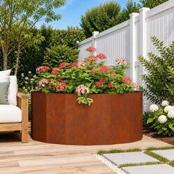 Half Round Garden Planter 120x60x50cm Outdoor Steel Raised Bed Terrace