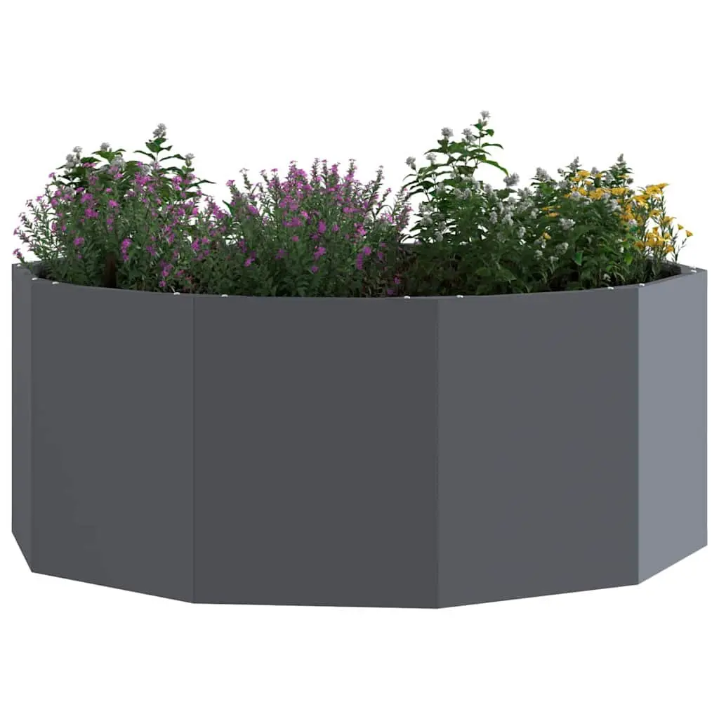 Steel Round Planter 90x90x35cm Durable Anthracite Outdoor Pot Container