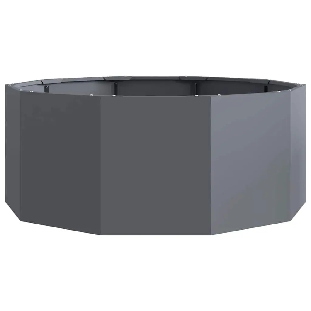 Steel Round Planter 90x90x35cm Durable Anthracite Outdoor Pot Container