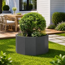 Elegant Black Round Planter for Your Outdoor Space