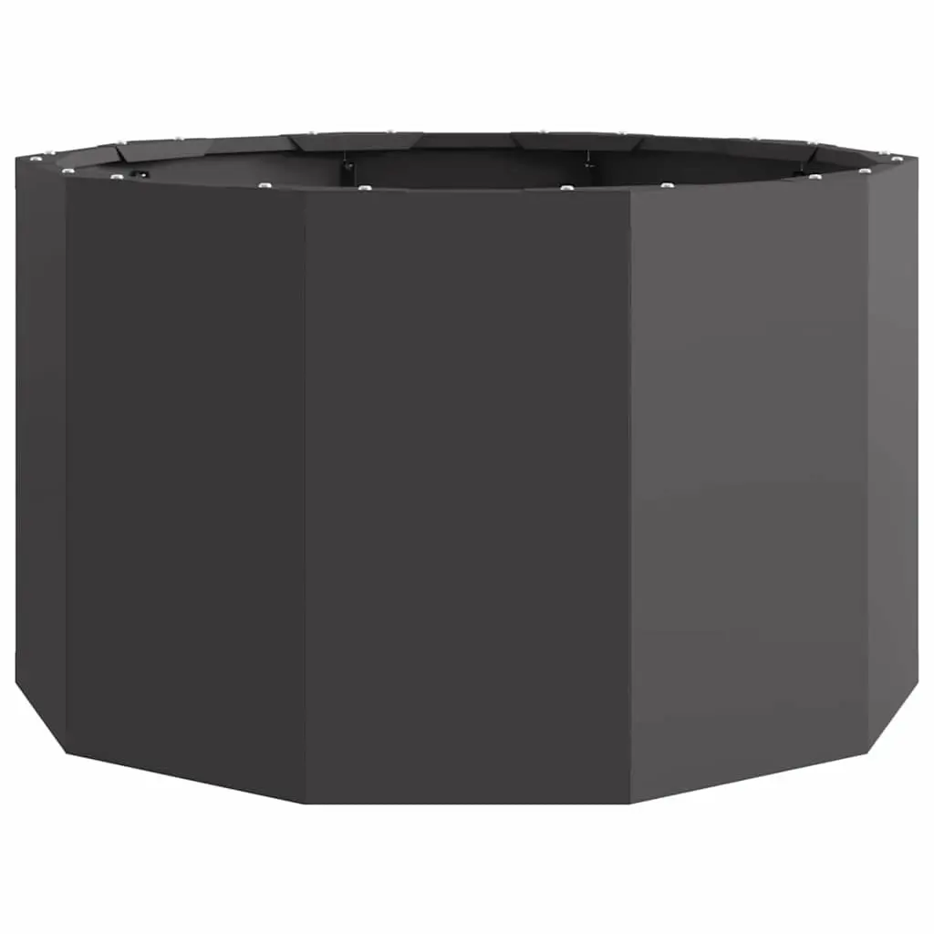 Round Steel Garden Planter 60x60x35cm Black Outdoor Patio Pot Flower Planter