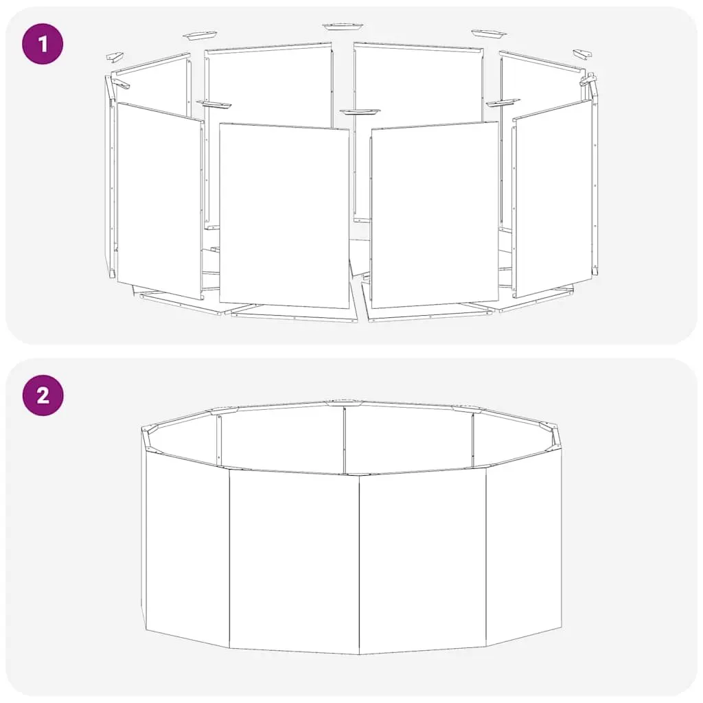 Steel Round Planter Black 120x120x50cm Outdoor Garden Raised Bed