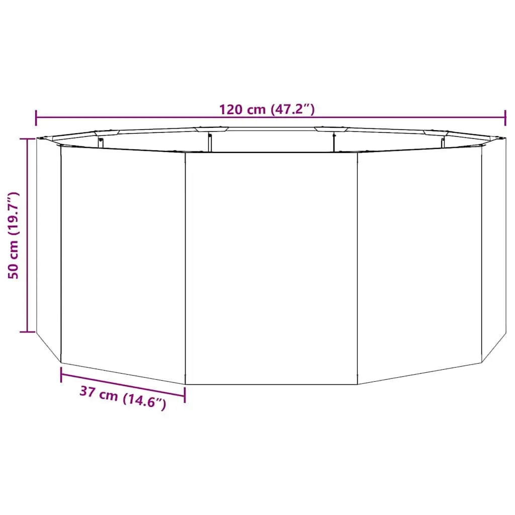 Steel Round Planter Black 120x120x50cm Outdoor Garden Raised Bed