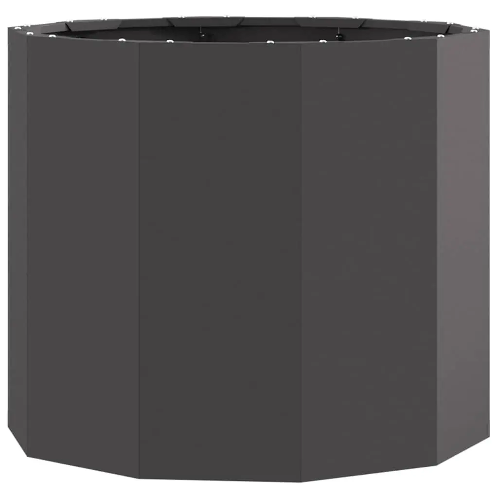 Steel Planter Round 60x60x50cm Black Durable Outdoor Container for Gardens Patios and Balconies