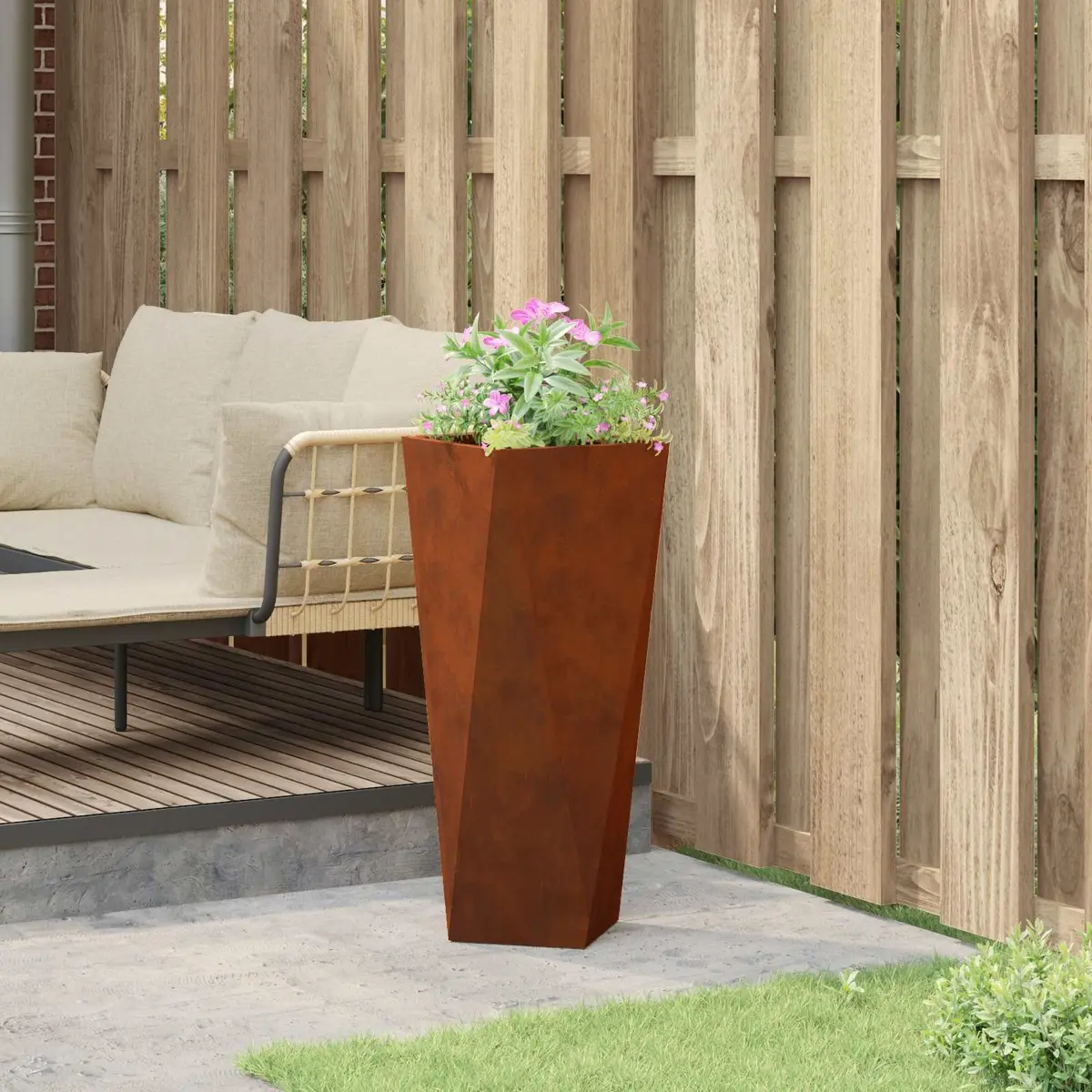 Rusty Planter 30x30x75cm Weathering Steel Rectangular Garden Box