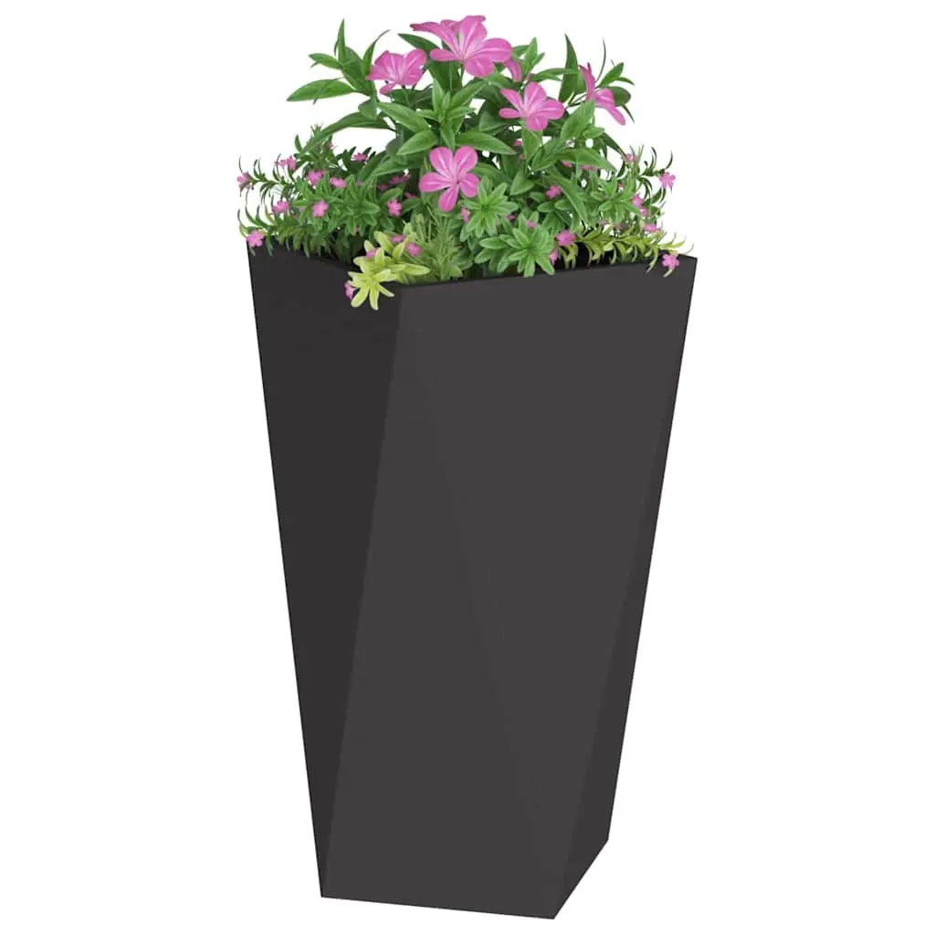 Steel Garden Planter Box 40x40x75cm Outdoor Rectangular Flower Pot Black