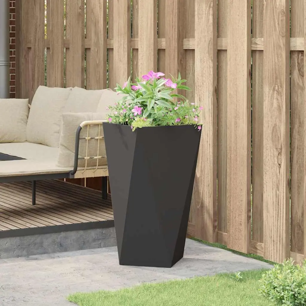 Steel Garden Planter Box 40x40x75cm Outdoor Rectangular Flower Pot Black