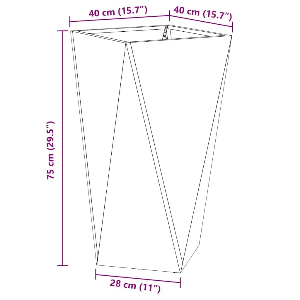 Garden Planter Box Rectangular Steel 40x40x75cm Weathering Brown
