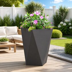 Sleek Black Planter Box 50x50x75cm for Your Garden