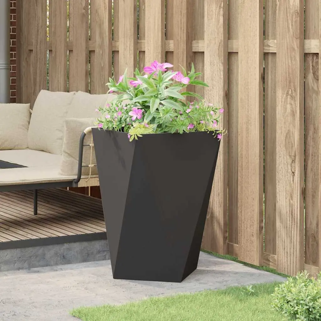 Steel Garden Planter Box Black 50x50x75cm Outdoor Raised Flower Pot Terrace