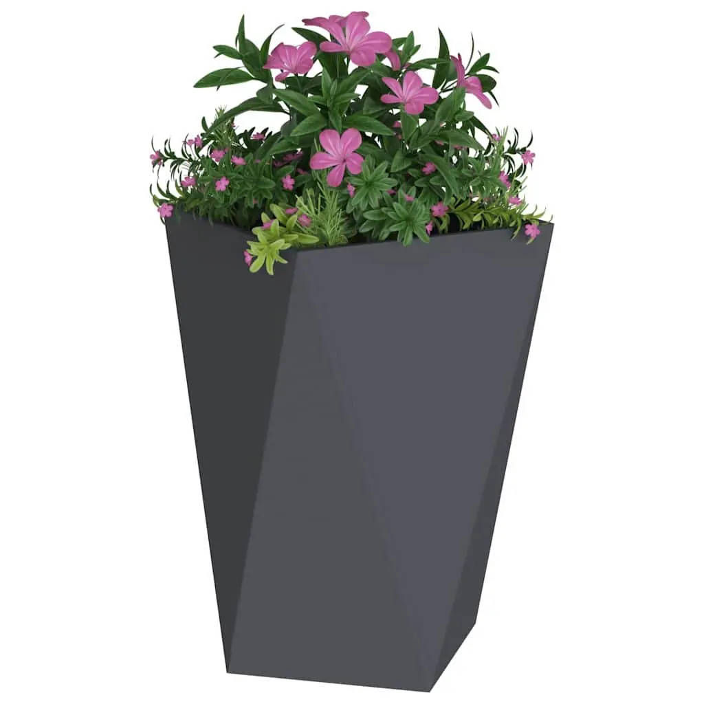 Steel Garden Planter Box 50x50x75cm Outdoor Anthracite Corrugated Raised Bed