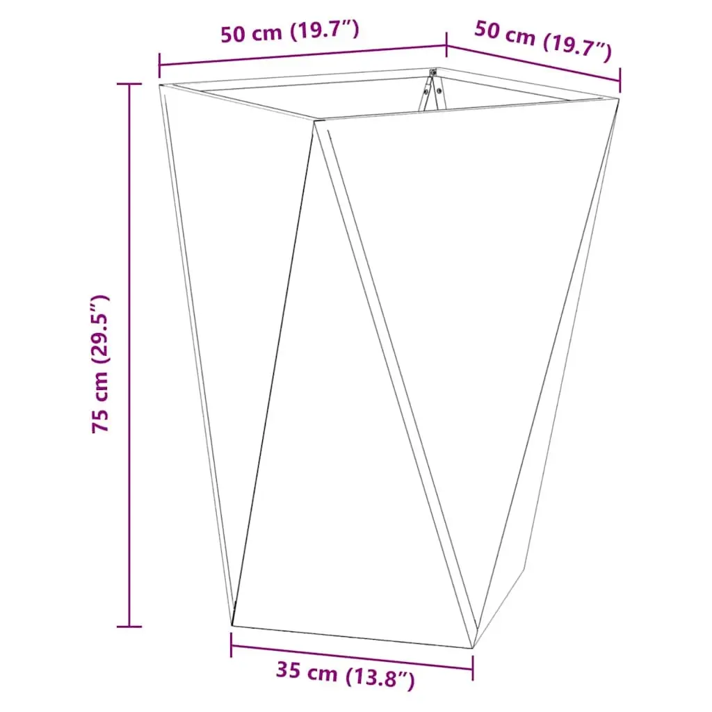 Steel Garden Planter Box 50x50x75cm Outdoor Anthracite Corrugated Raised Bed