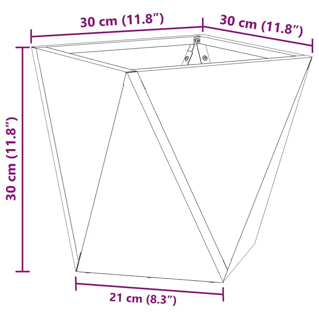 Garden Planter 30x30x30cm Steel Box Set of 2 Weathering Rusty Brown