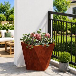 Stylish Outdoor Steel Planter Box 40x40x40cm Brown