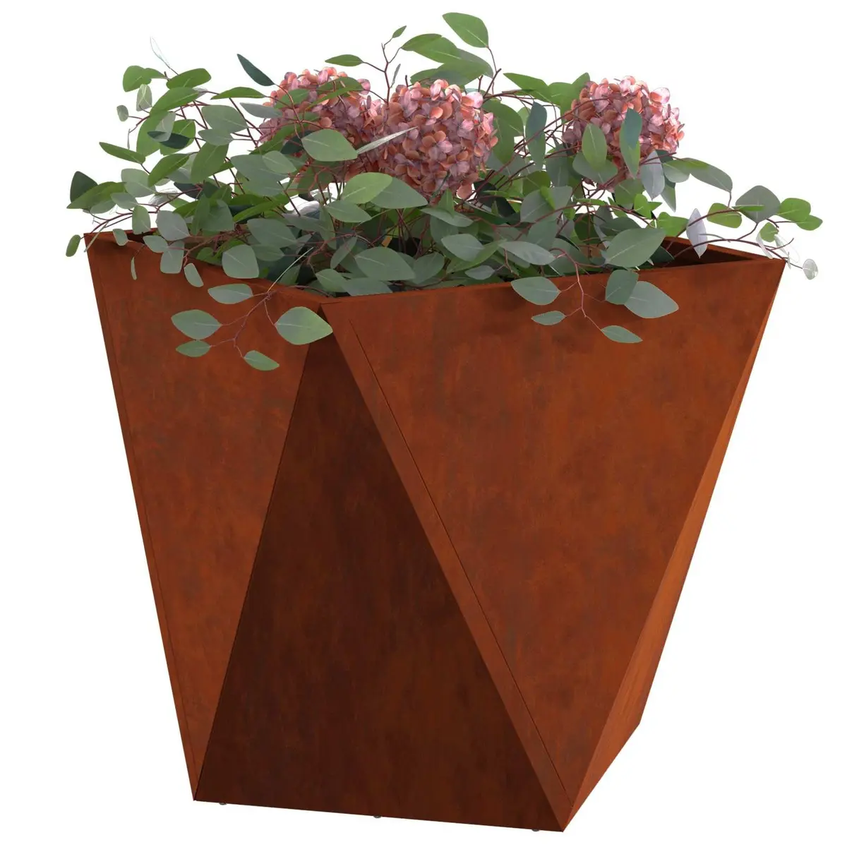 Garden Planter 40cm Steel Brown Outdoor Pot Set of 2 Weathering Box Terrace Decoration