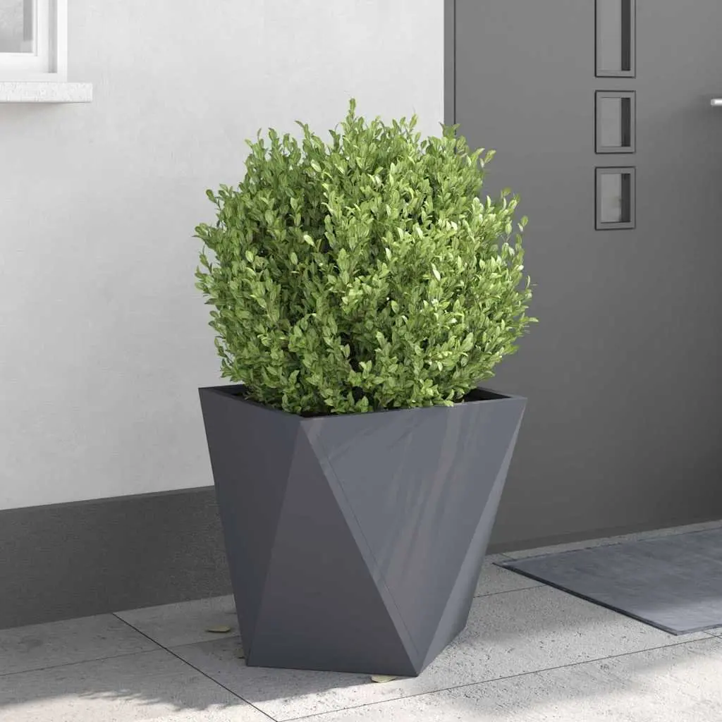 Steel Garden Planter Box Anthracite 50x50x50cm Outdoor Corrugated Planter