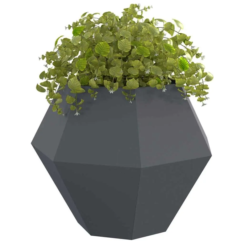 Steel Rectangular Garden Planter Anthracite Outdoor Use Durable Construction