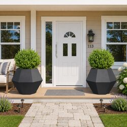 Steel Planter Box 2 pcs Anthracite Rectangular Garden Outdoor Patio Lawn Decor