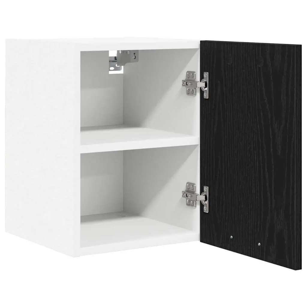 Hanging Kitchen Cabinet 30x31x40cm 2 Piece Modern Black Oak and White Storage