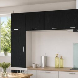 Hanging Kitchen Storage Cabinet in Black Oak and White