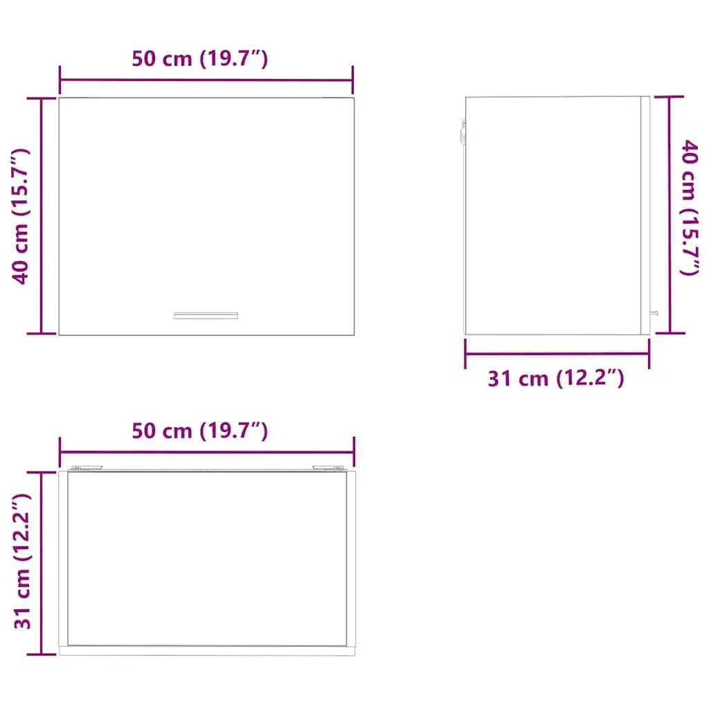 Hanging Kitchen Cabinet 50x31x40cm Black Oak White Modern Storage