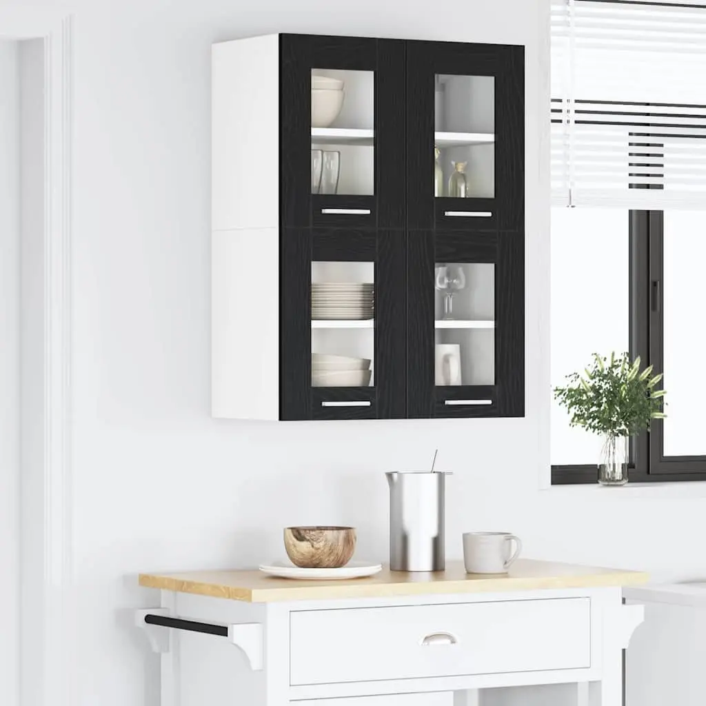 Hanging Kitchen Cabinet 60x31x40cm Black Oak Modern Storage Engineered Wood