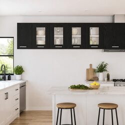 Elevate Your Kitchen with Black Oak Hanging Cabinets