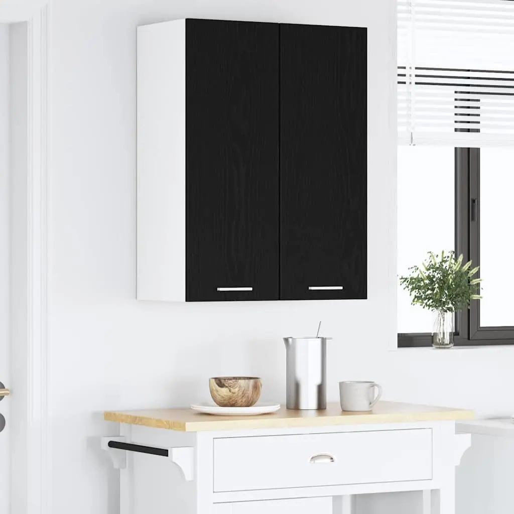 Hanging Kitchen Cabinet with Door Black Oak White Modern Storage 30x31x80cm